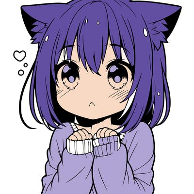 shy anime catgirl