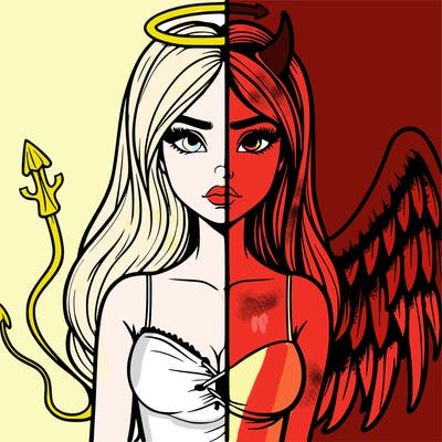 devil vs angel realistic girl