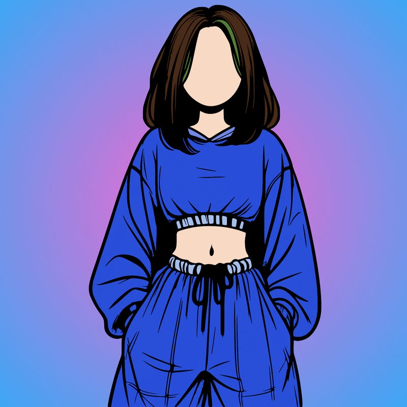 realistic girl faceless with baggy pants and a crop top