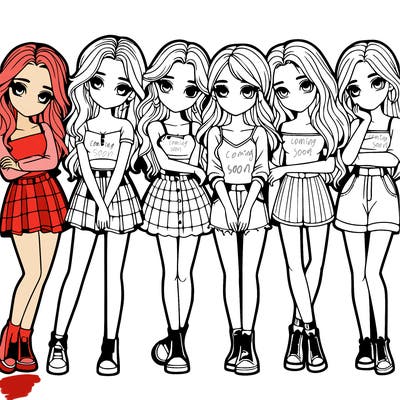 a group of girls realistic