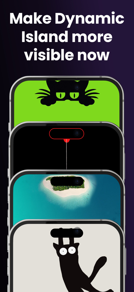 Wallpapers 26 & Dynamic Island - Four iPhone screens displaying creative wallpaper designs that integrate with the Dynamic Island feature