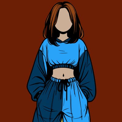 realistic girl faceless with baggy pants and a crop top