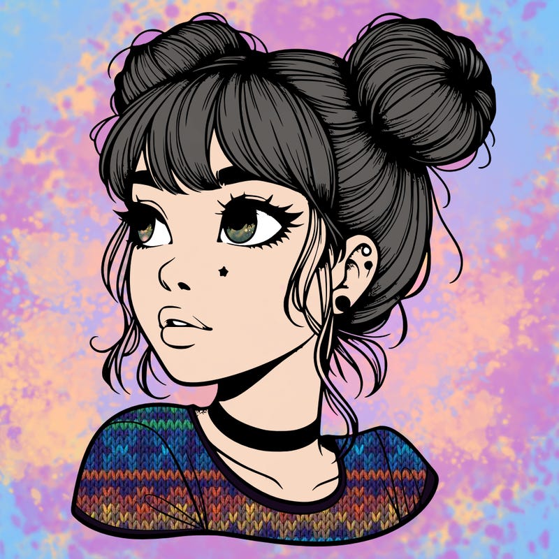 realistic girl with spacebuns