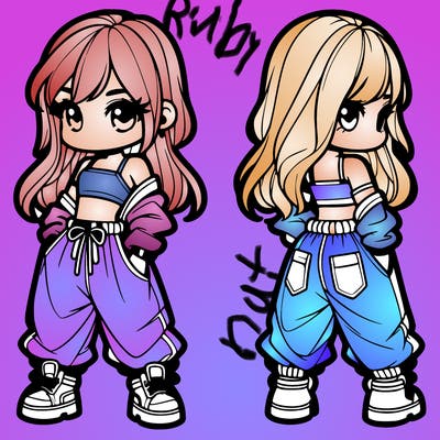 girl in crop top and baggy pants