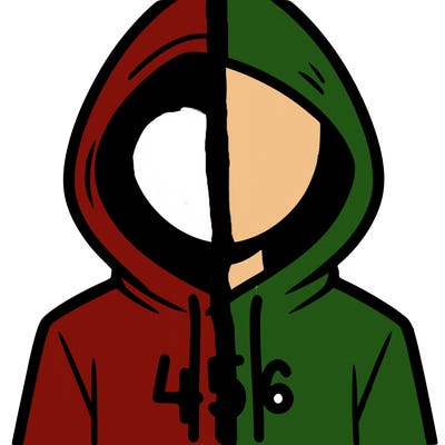a person with non face waering a hoodie with a 456 symbol