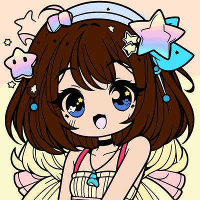 cute anime girl with star accessories