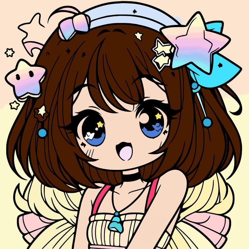 cute anime girl with star accessories