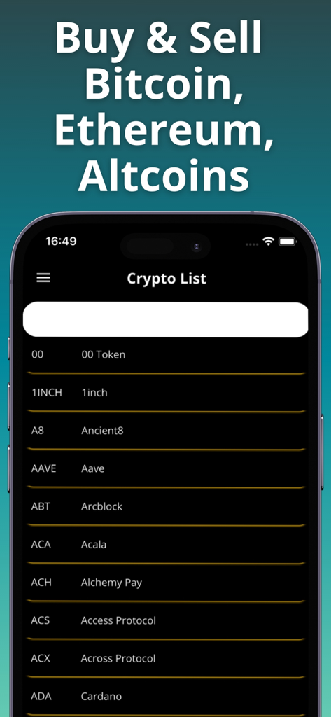 Crypto Trading AI : CPreds - Interface of the CPreds crypto trading simulator showing a list of altcoins including Cardano and Aave
