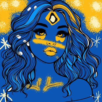 realistic girl with wavy hair and lips