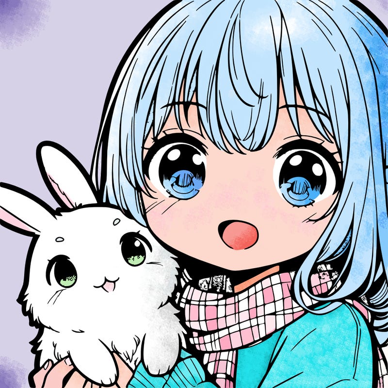 manga girl with her bunny