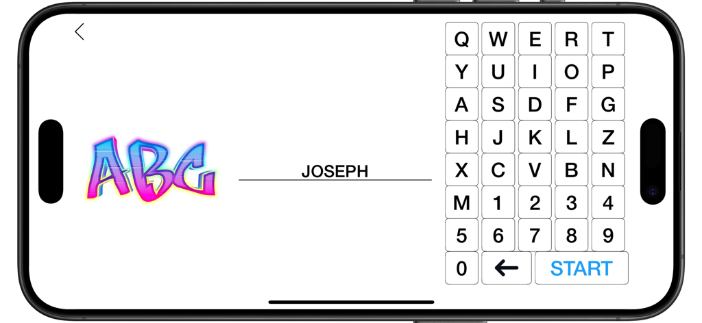 Screenshot of Graffiti Creator app showing the interface to type a name for a custom graffiti tag.