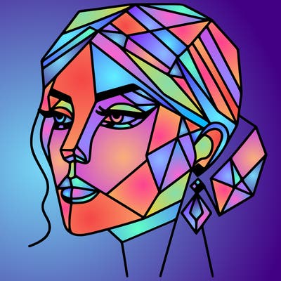 geometric art illustration of a woman's face