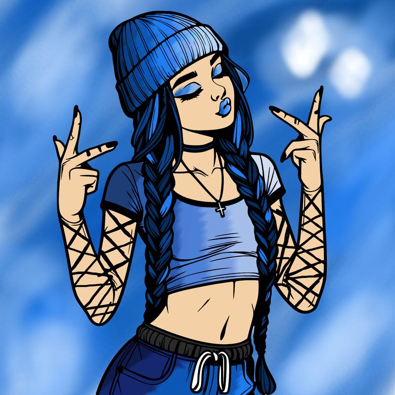 realistic teenage girl with braids and a beanie and crop top doing 🫶🏼