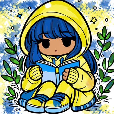 girl in oversized hoodie reading a book