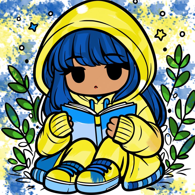 girl in oversized hoodie reading a book