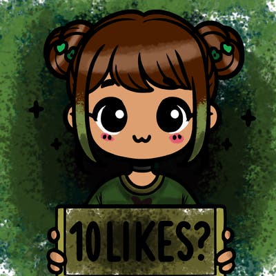 cute girl that is holding a sign that says 10 likes?