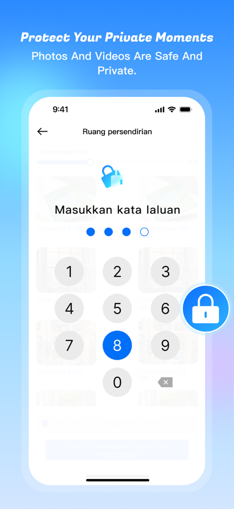 Share File：Smart Transfer Data - NeTransfer-App Private Space-Bildschirm mit Passwortschutz für Fotos und Videos