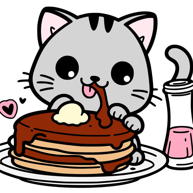 a cat eating a pancake