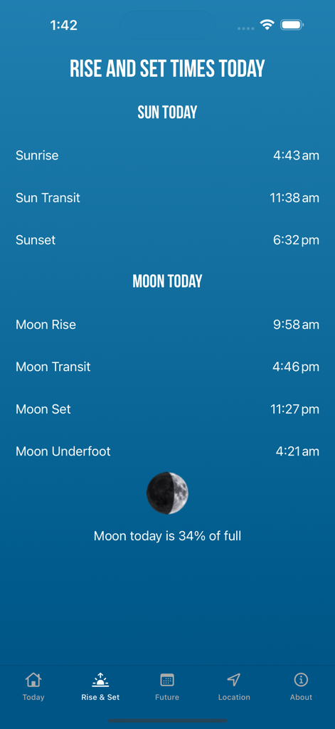 Solunar Best Fishing Time - Informations sur le lever et le coucher du soleil ainsi que sur les phases de la lune pour la pêche