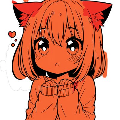 shy anime catgirl