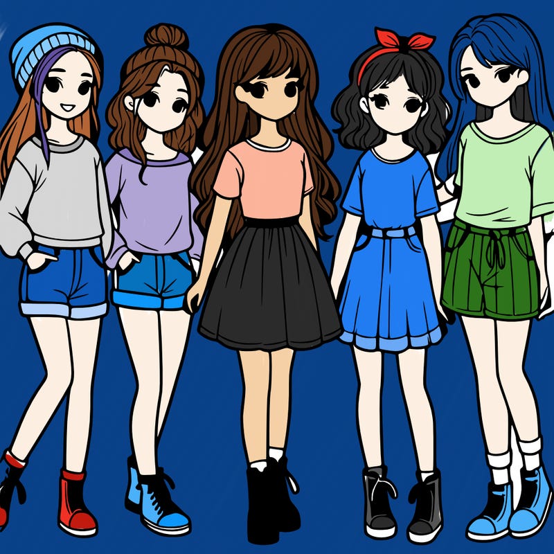 a group of five girls