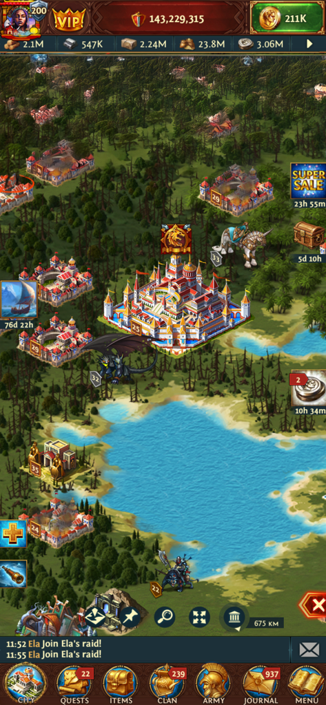 Total Battleのドラゴンと城を備えた王国の戦略的な世界地図ビュー。