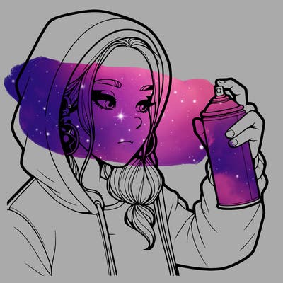 a realistic girl, spray painting
