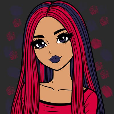 realistic girl with straight and long hair