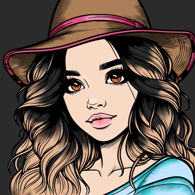 realistic girl with hat