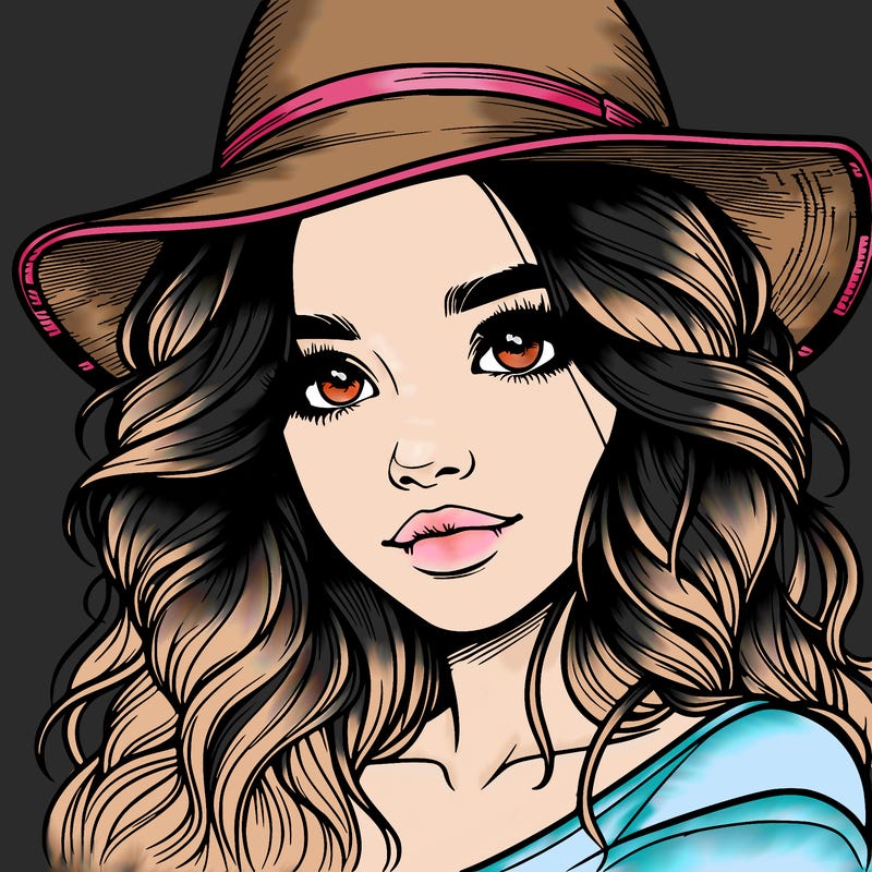 realistic girl with hat