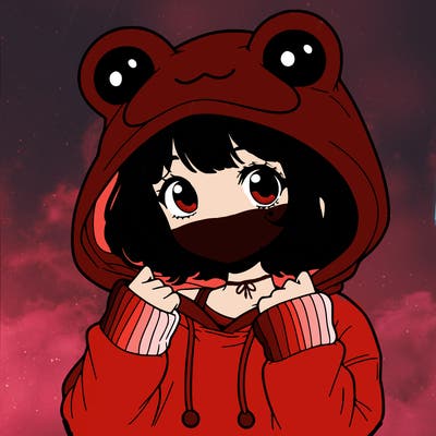 a cute teenage girl wearing a frog hoodie