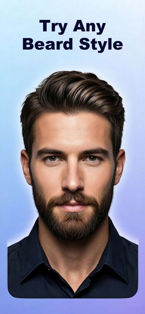 Realistic AI beard style preview on a man from the AnyBeard app