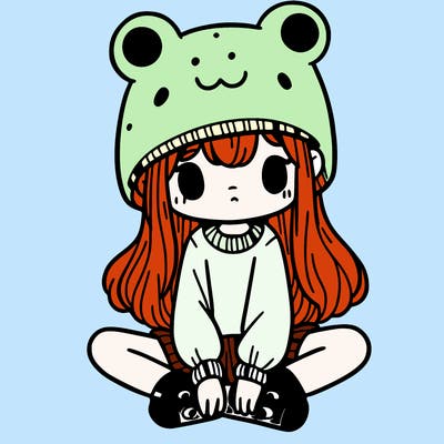 a girl wearing a frog hat and some frog socks