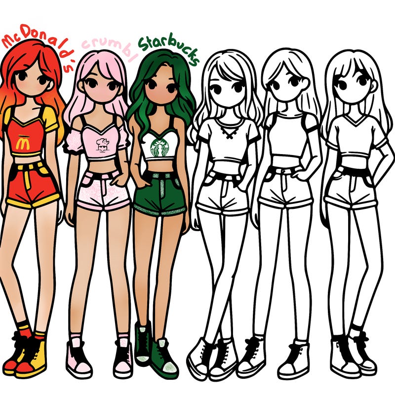 a group of girls wearing crop tops and shorts