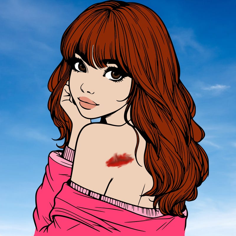 realistic girl with bangs looking over her shoulder