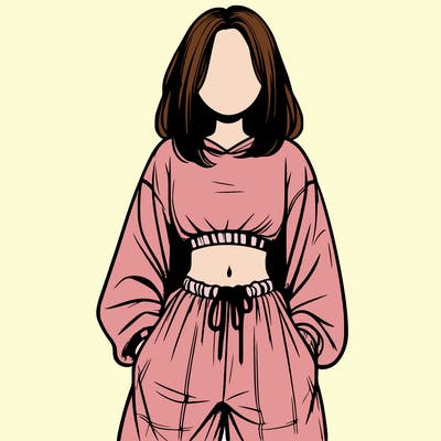 realistic girl faceless with baggy pants and a crop top