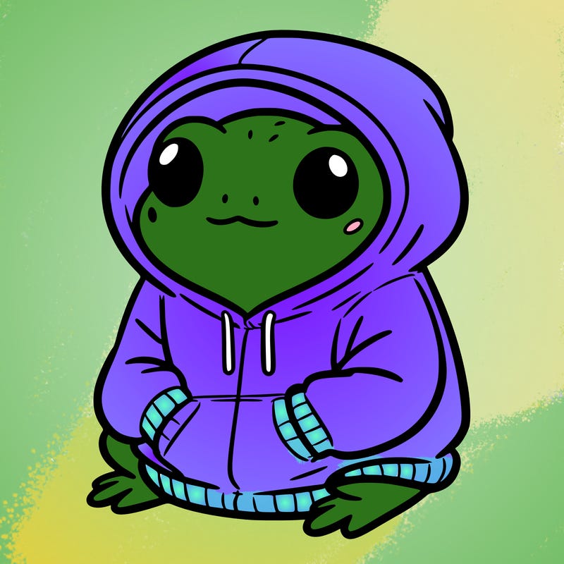 frog in a frog hoodie