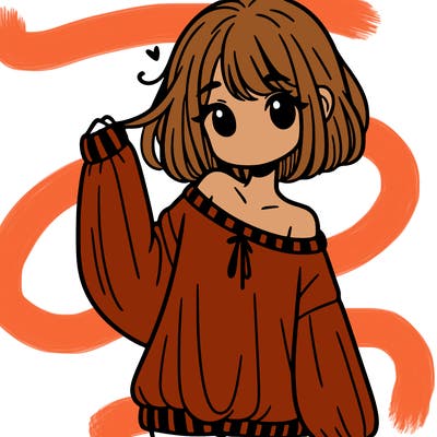 girl in baggy sweater hanging off her shoulder