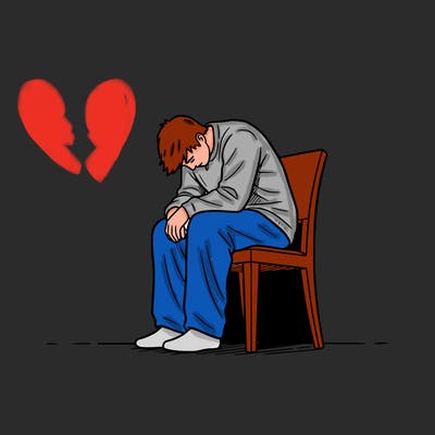 someone on a chair that is sad