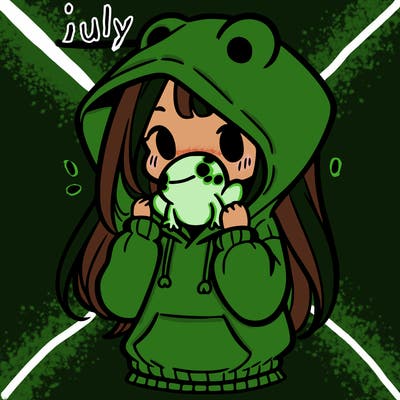 a girl holding a froggy hoodie
