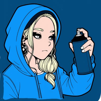 a realistic girl, spray painting