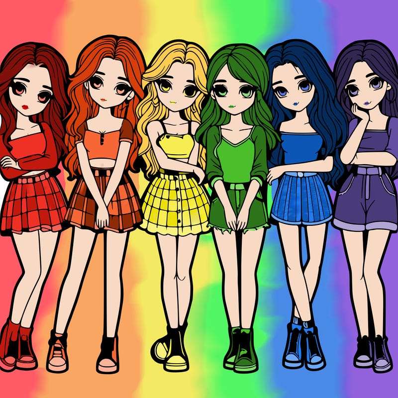 a group of girls realistic