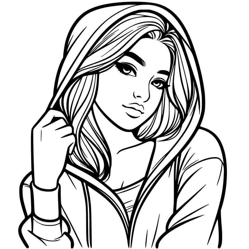 hot girl with hoodie realistic