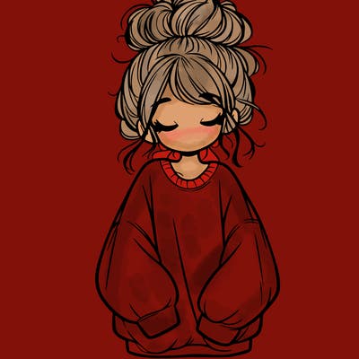 girl with baggy sweatshirt and messy bun