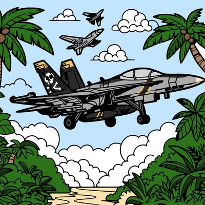 fighter jet in jungle