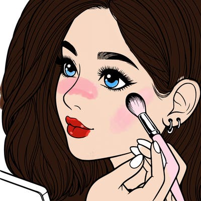 a realistic girl doing her makeup