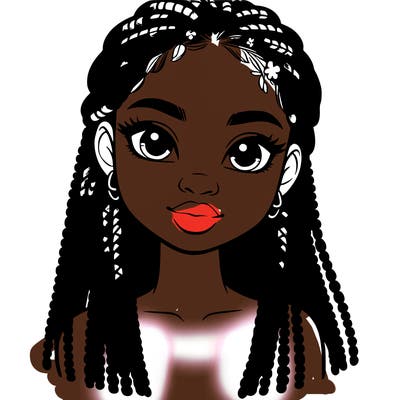 a realistic black girl with braids