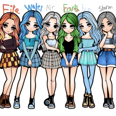 a group of girls realistic