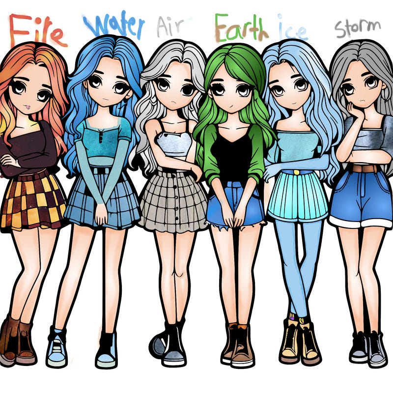 a group of girls realistic