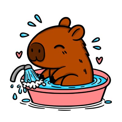 capybara taking a bath